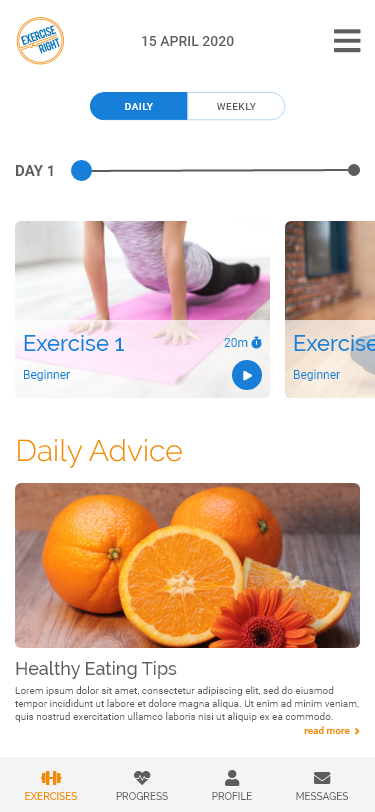 Exercise Right app design